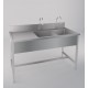 PLONGE ADOSSE EN INOX A 2BACS AVEC EGOUTOIR