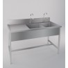 PLONGE ADOSSE EN INOX A 2BACS AVEC EGOUTOIR