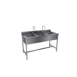 PLONGE ADOSSE EN INOX A 3 BACS AVEC EGOUTOIR