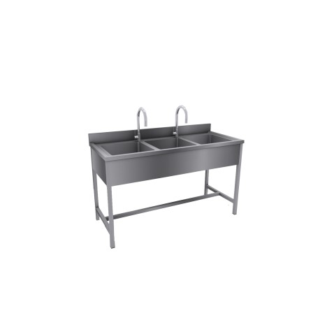 PLONGE ADOSSE EN INOX A 3 BACS AVEC EGOUTOIR