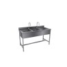 PLONGE ADOSSE EN INOX A 3 BACS AVEC EGOUTOIR