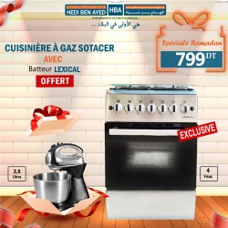 PACK CUISINIERE SOTACER 60CM EN INOX+ BATTEUR LEXICAL (PROMO RAMADAN)