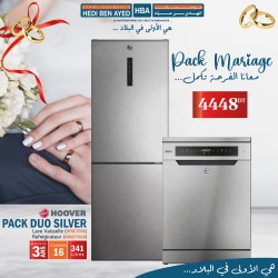 PACK DUO SILVER HOOVER  (LAVE-VAISSELLE HF6C7F0X+REFRIGERATEUR HOCE7T618)