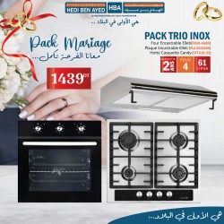 PACK FOUR ENCASTRABLE A GAZ ELLETI +PLAQUE ELLET+HOTTE CANDY 60CM EN INOX (PROMO RAMADAN)