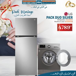 PACK DUO SILVER LG  (REFRIGERATEUR GN-B392PLGB +LAVE-LINGE FH2J3TNG5P