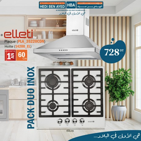PACK ENCASTRABLE ELLETI ( PLAQUE ELLETI PLA-35220CDN+HOTTE ELLETI 14200-EL